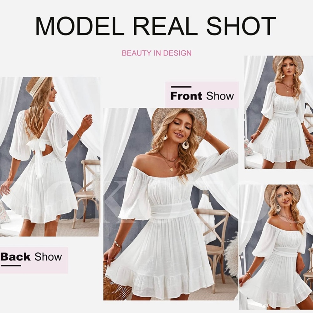 Gorgeous Flowy White Summer Dress. Size Small